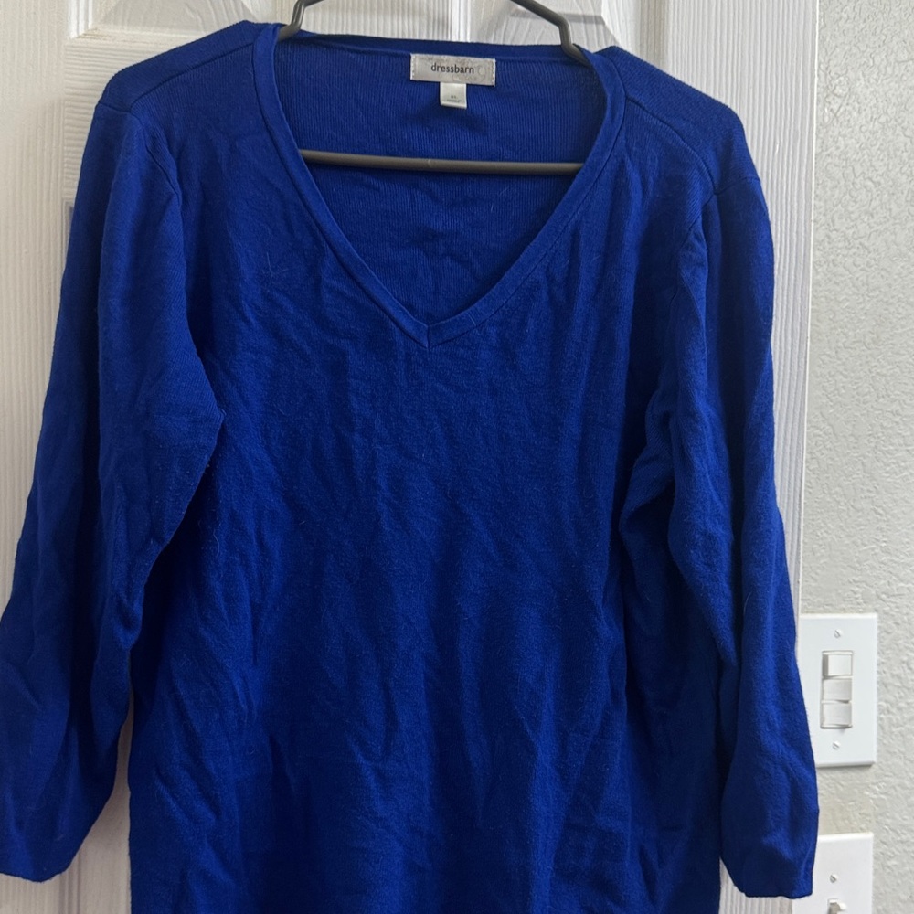 Dressbarn Cobalt Blue V-Neck Top